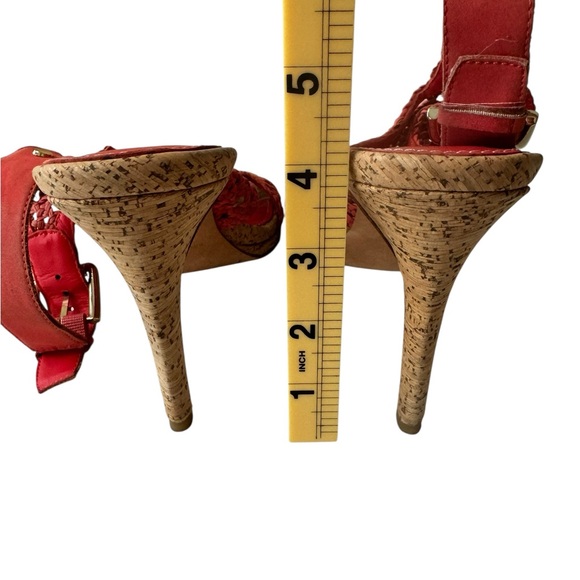 Donald J Pliner Heel Women 9‎ Sania Cork Caged Stiletto Slingback Pink Buckle - Picture 7 of 9